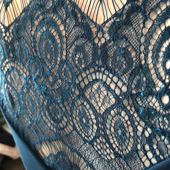 Blue Knee Length Bridesmaid Dress - Hush Collection + Rhinestone Sash - Picture 5 of 15